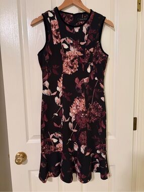 Ivanka Trump Black Floral Sleeveless A-Line Dress